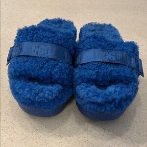 UGG Blue Fuzzy Slippers